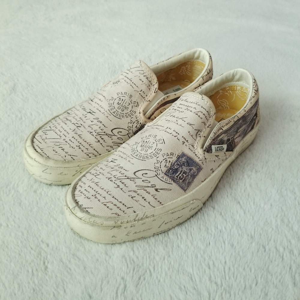 VANS Classic Slip-on Vincent Van Gogh Letters/Turtledove Women's Size 7